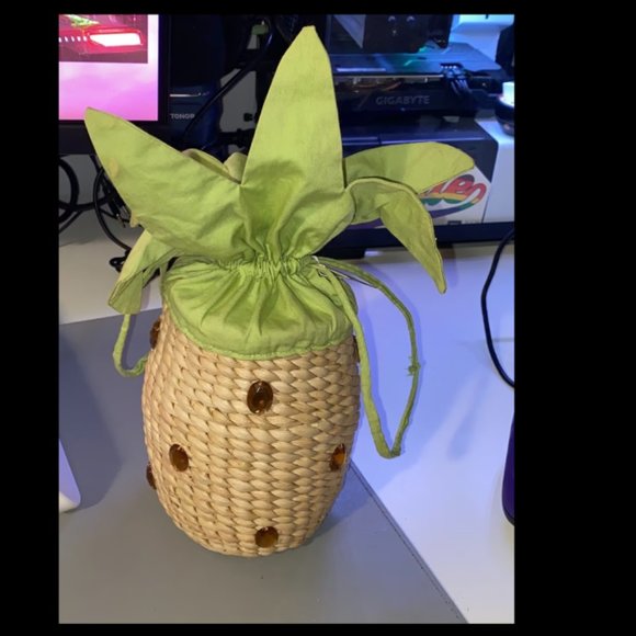 Drawstring pineapple purse/handbag/bag, boho, summer bag, beach, unique fashion - Picture 3 of 6